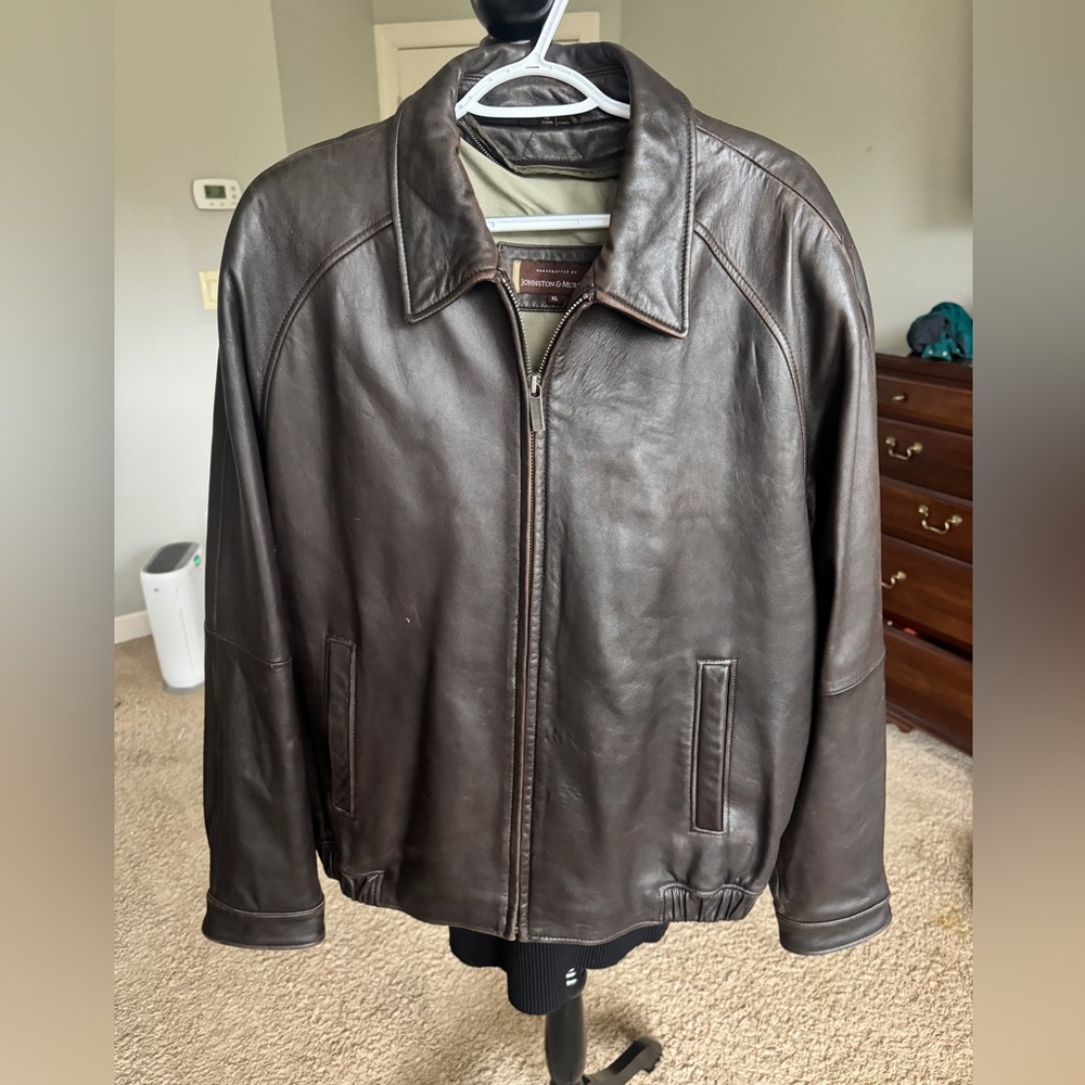Men's Johnston & Murphy Brown Lamb Leather Jacket Size XL